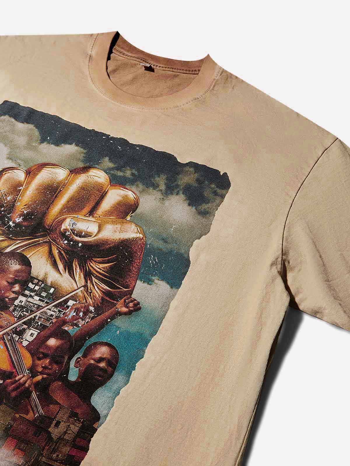Freedom Collage Washed Print T-Shirt - Image 3