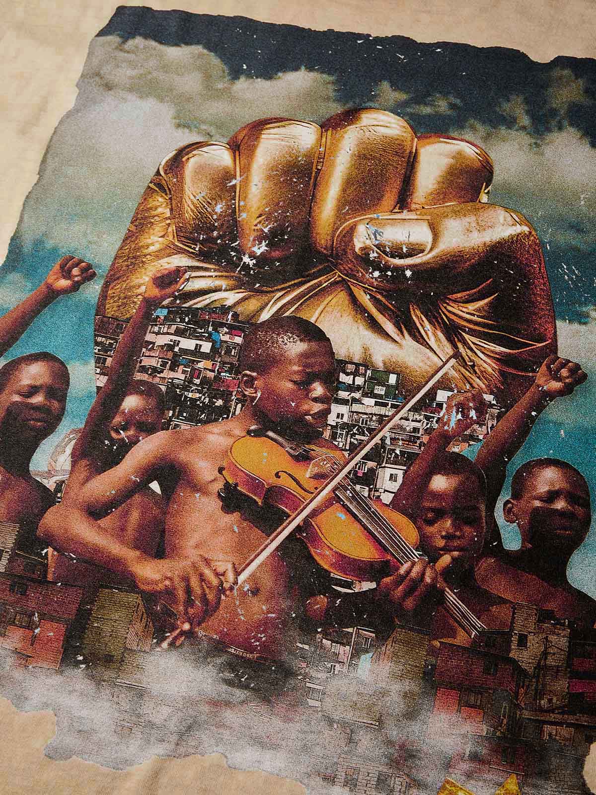 Freedom Collage Washed Print T-Shirt - Image 4