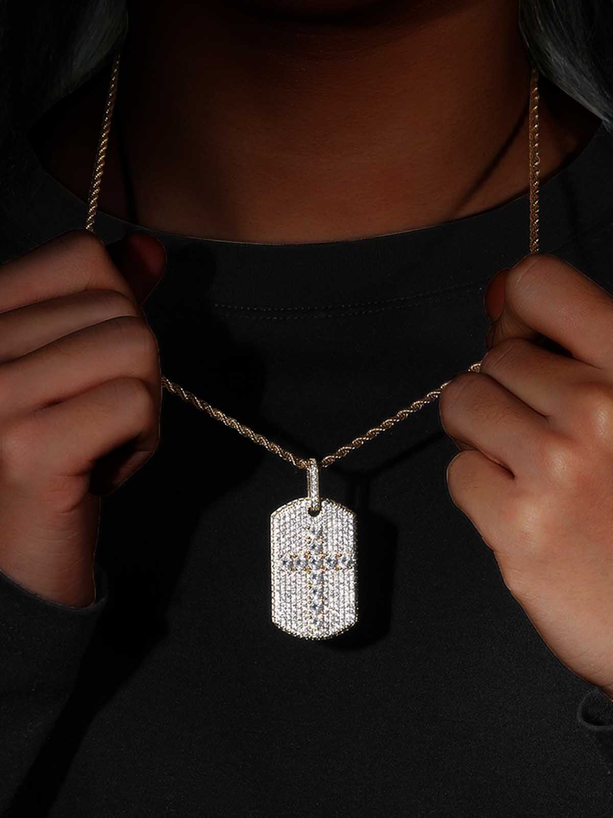 Full-Diamond Crucifix Square Copper Necklace - Image 6