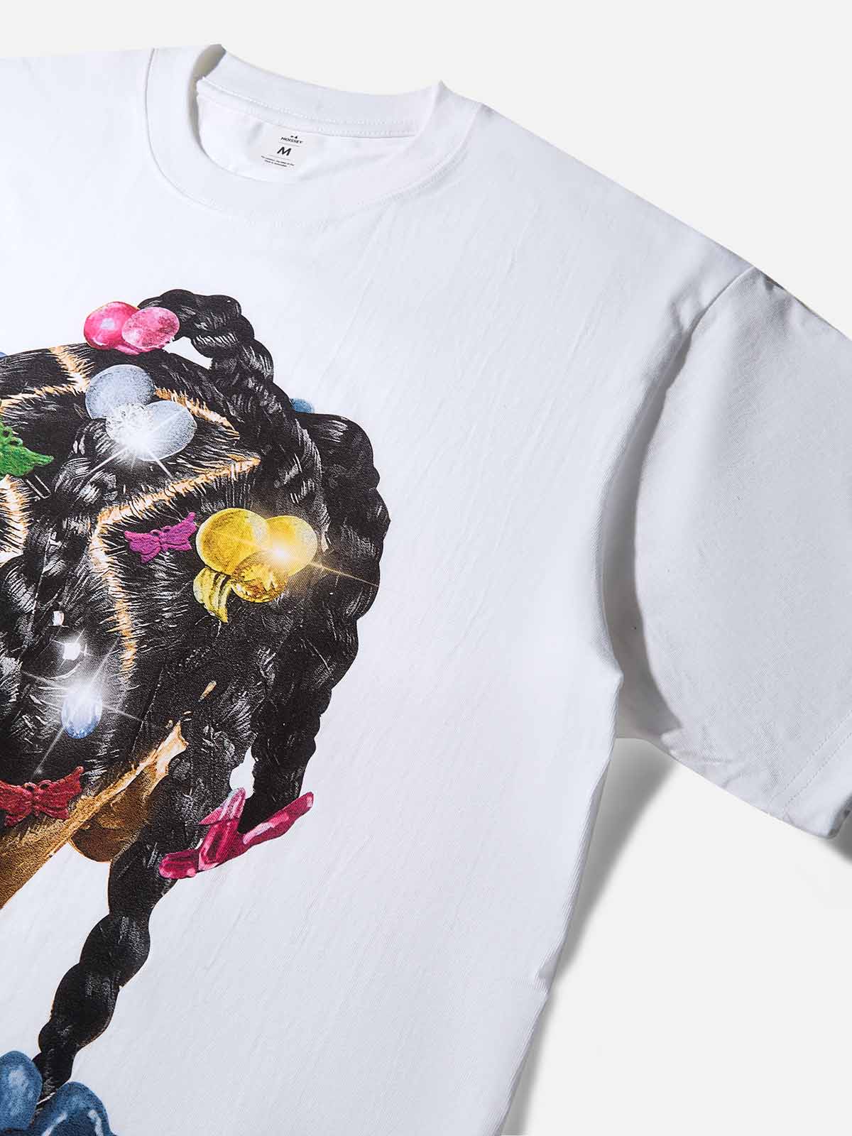 Girlish Braided Hair Art Print T-shirt - Image 7