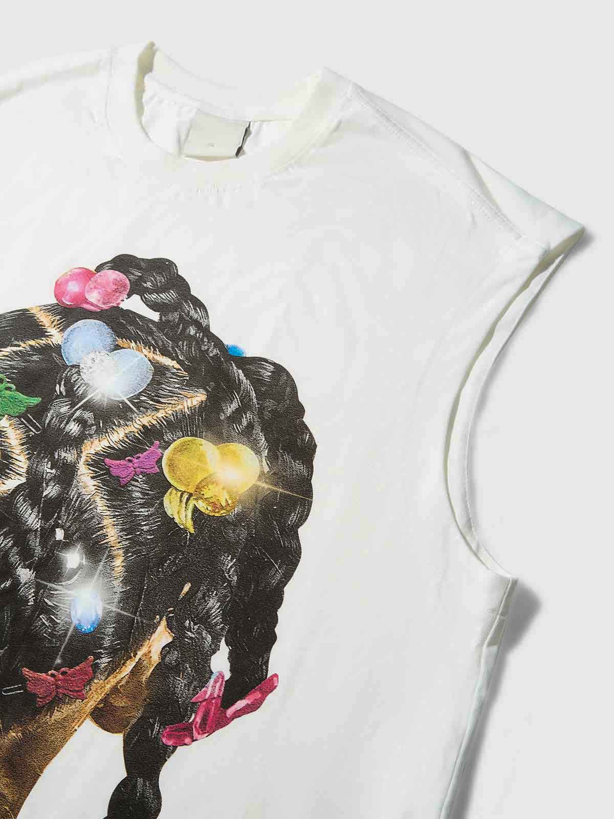 Girlish Braided Hair Art Print Tank Top - Image 3