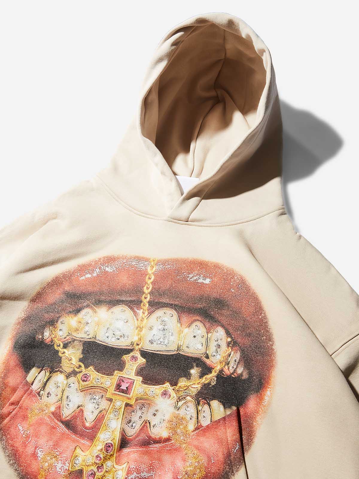 Golden Cross Diamond Patch Grills Print Sweat-Wicking Tech Fabric Hoodie - Image 6