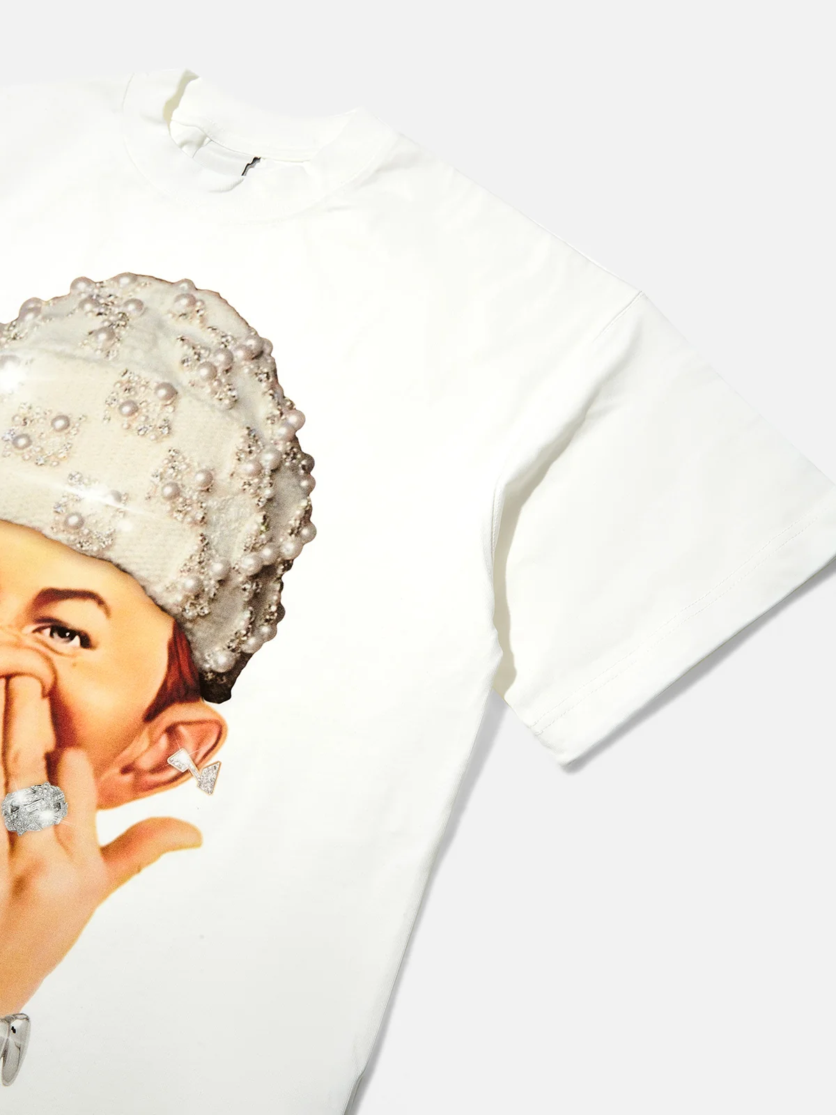 High-Quality Bad Boy Headband Pearl Hat Design 310g T-shirt - Image 5