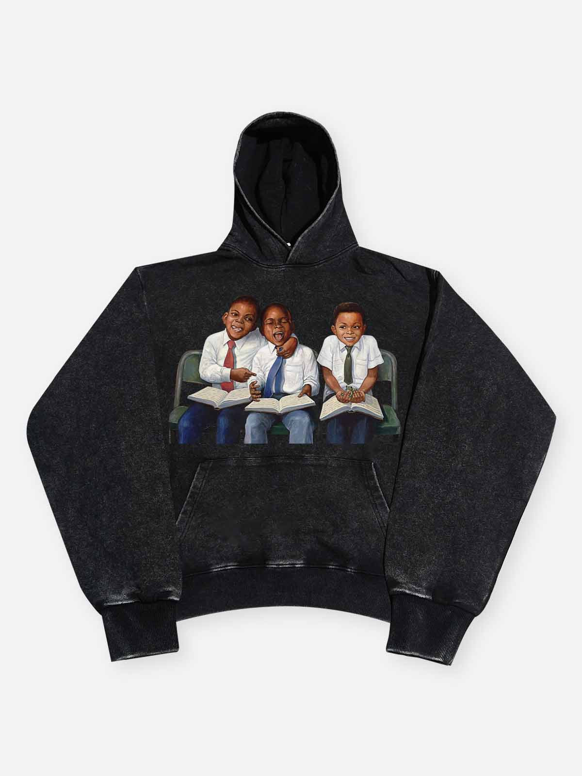 High-Quality Classroom Black Boy Print 425g Hoodie - Image 7