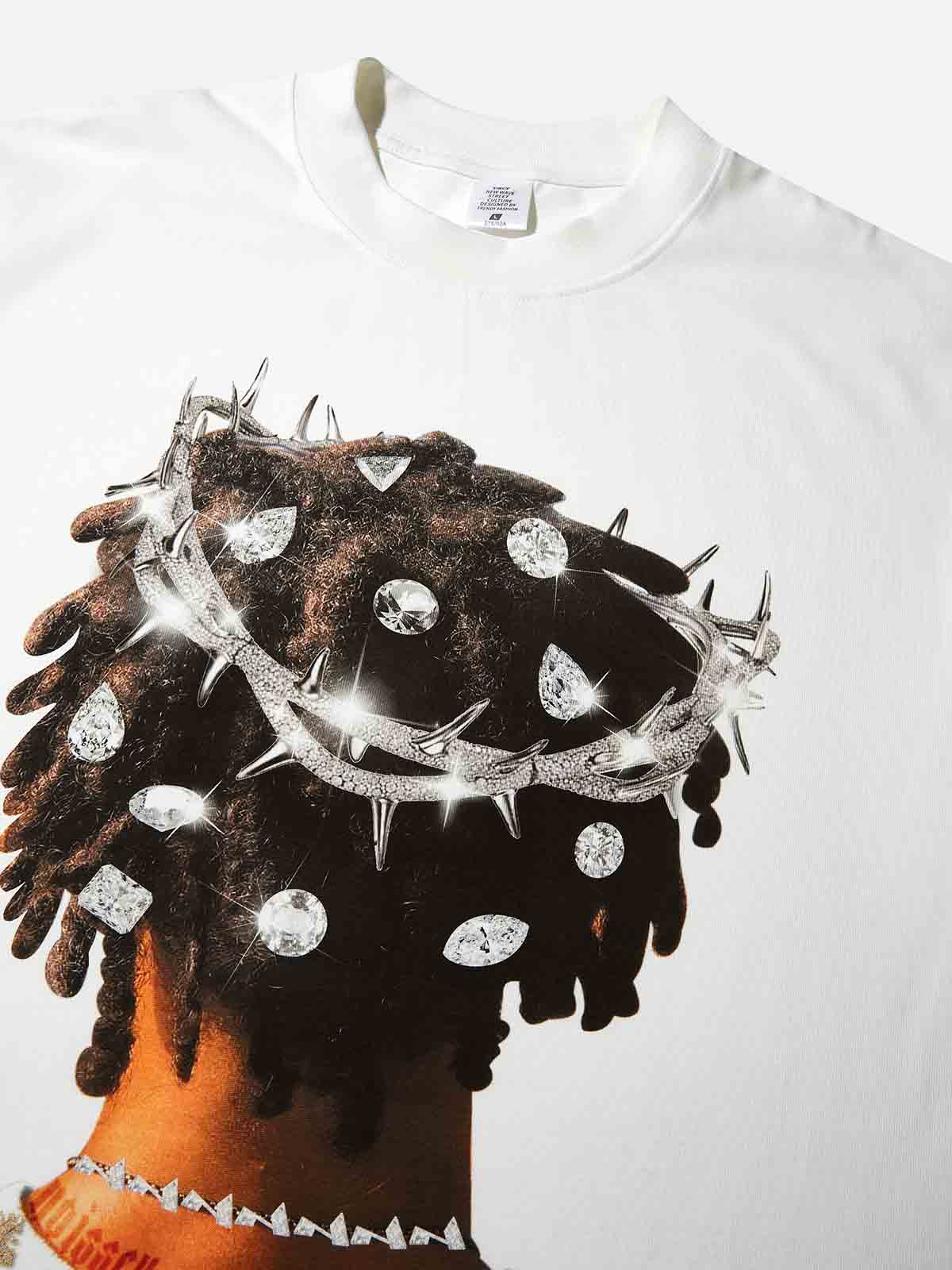 High quality Jesus's Thorn Crown Character Print heavyweight T-shirt - Image 5