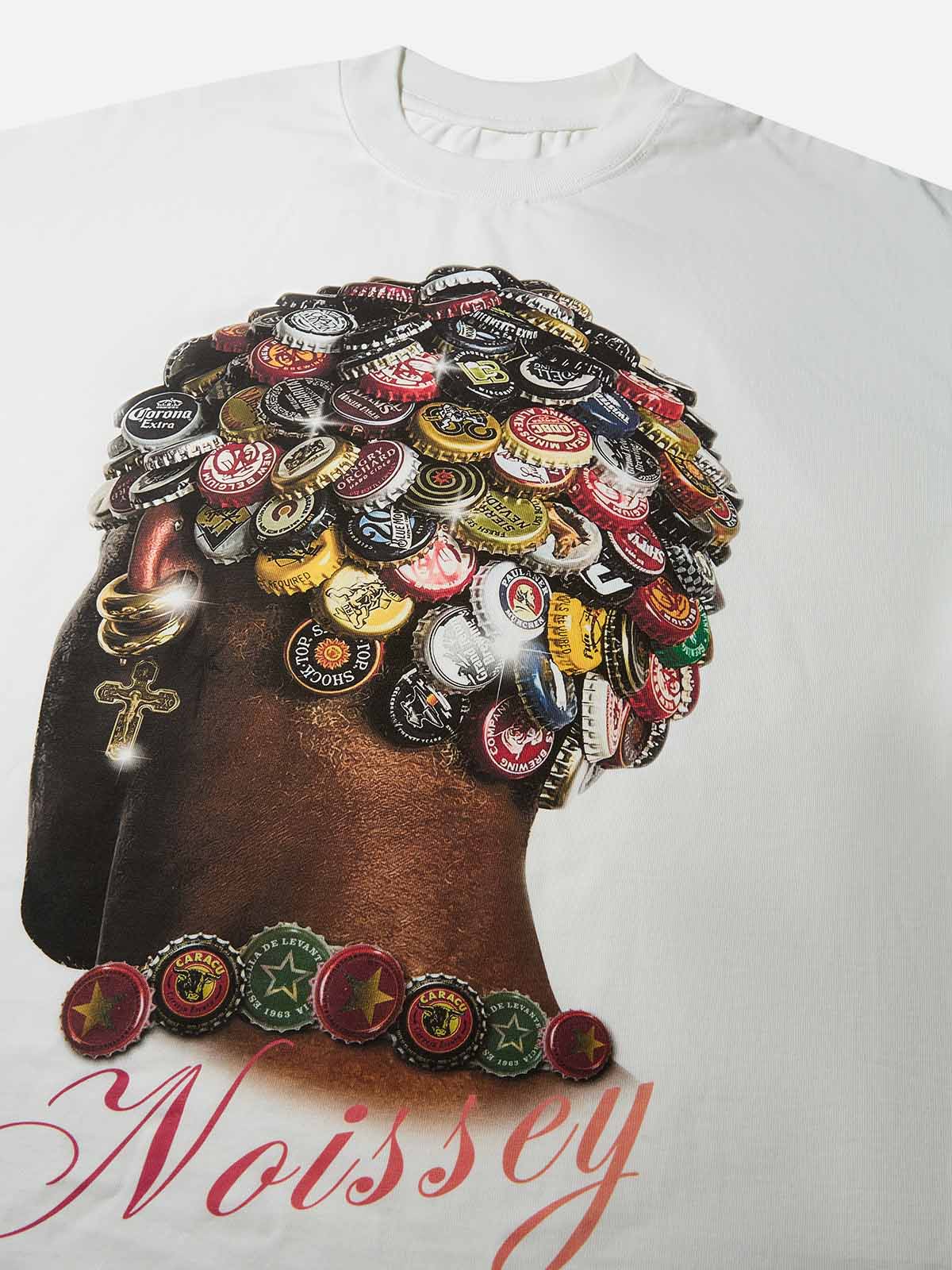 High quality Wild bottle top head print 310g T-shirt - Image 4