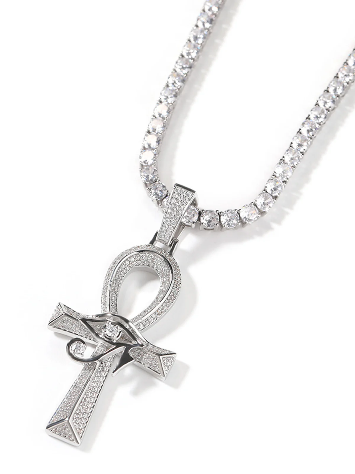 Horus Eye Cross Diamond Necklace - Image 4