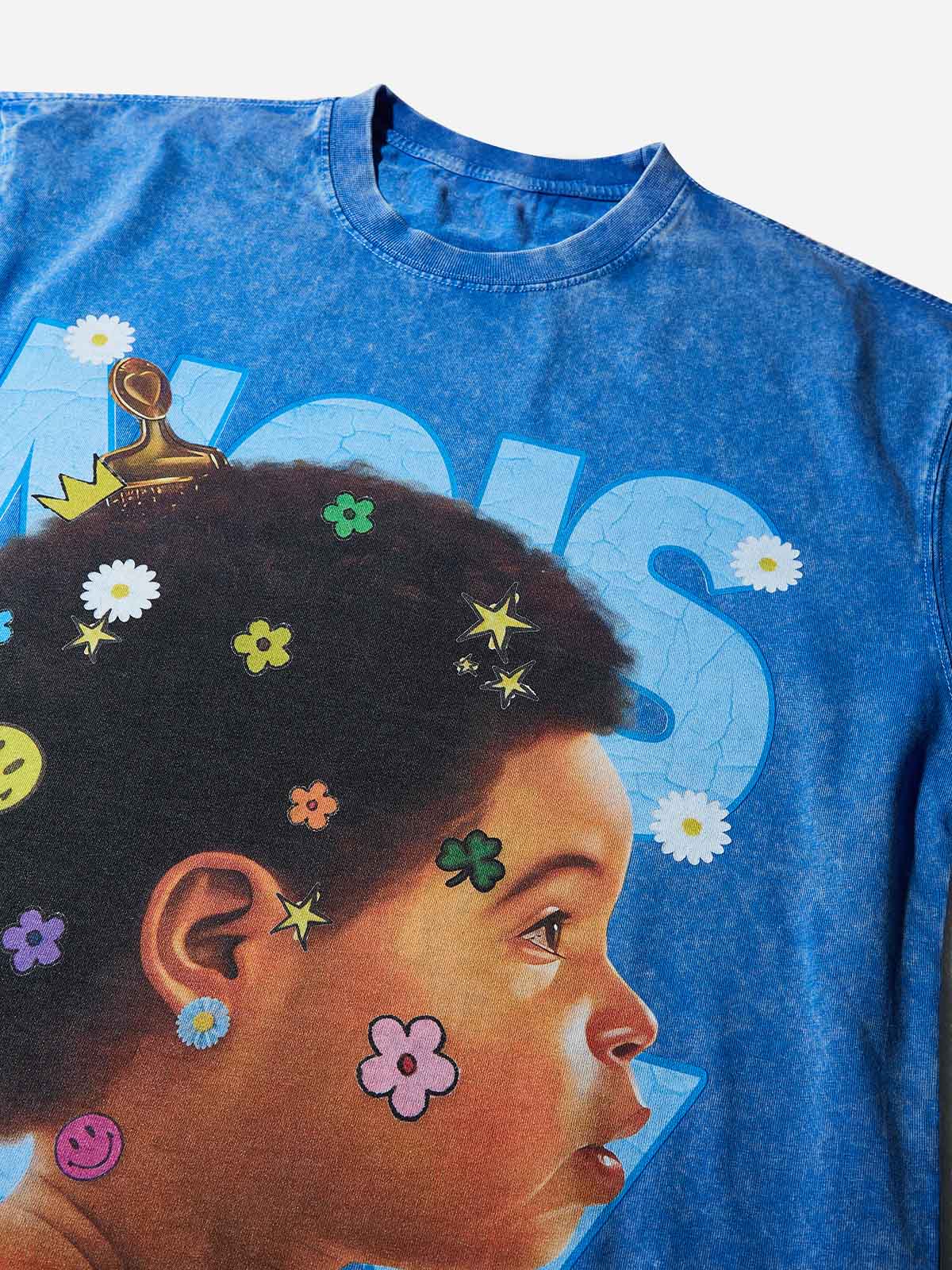 Kid-fun Washed Blue Printed T-shirt - Image 4