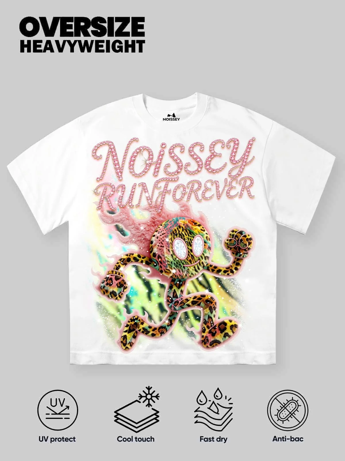 NOISSEY RUN FOREVER - LEOPARD FIREBALL PINK ICED OUT TEE - Image 4