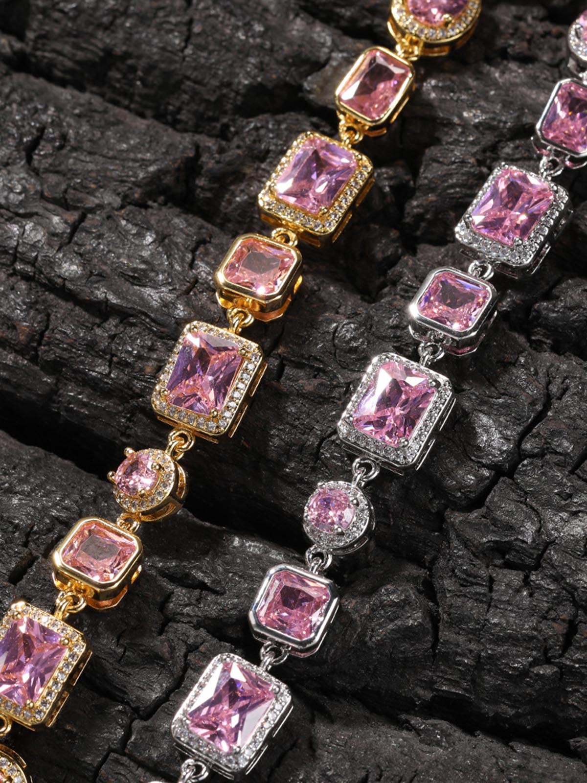 Light - Luxury Geometric Pink Gemstone Simple and Sweet Bracelet - Image 10
