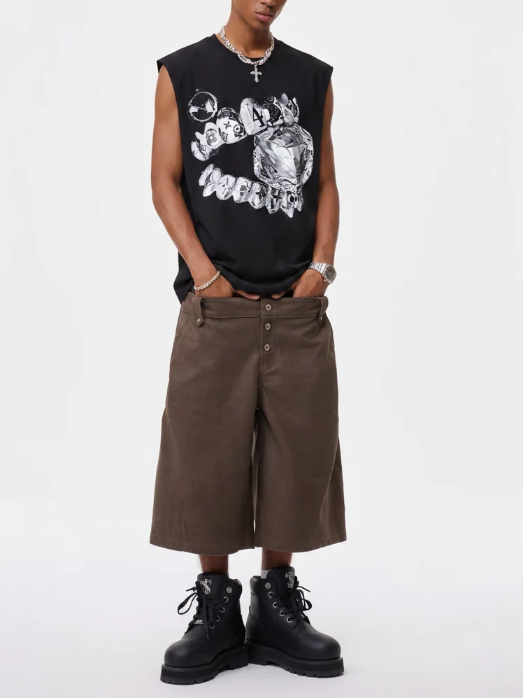 NOISSEY "Liquid Metal Teeth" Graphic Tanktop - Onyx Black Heavyweight Hot-Fix Crafted Sleeveless Tee - Image 3