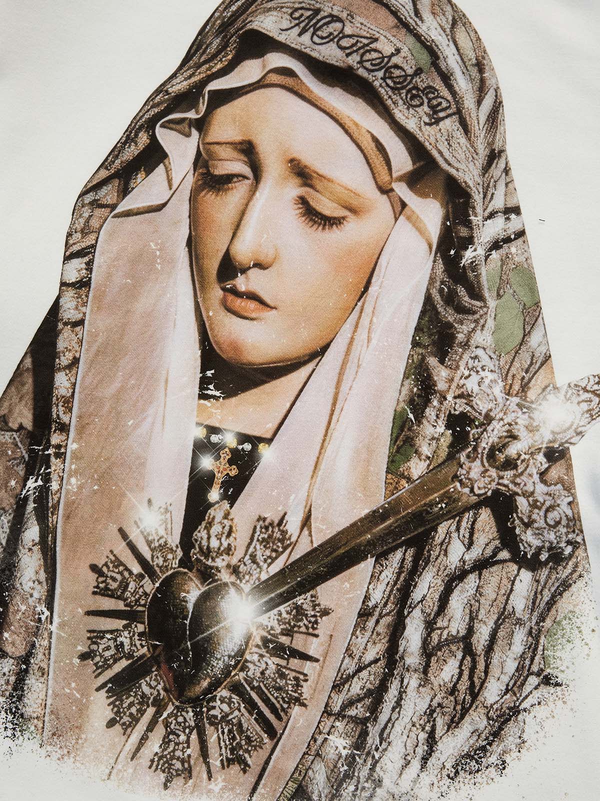 Tree Pattern Headscarf Madonna & Camo Layered Long Sleeve Tee - Image 4