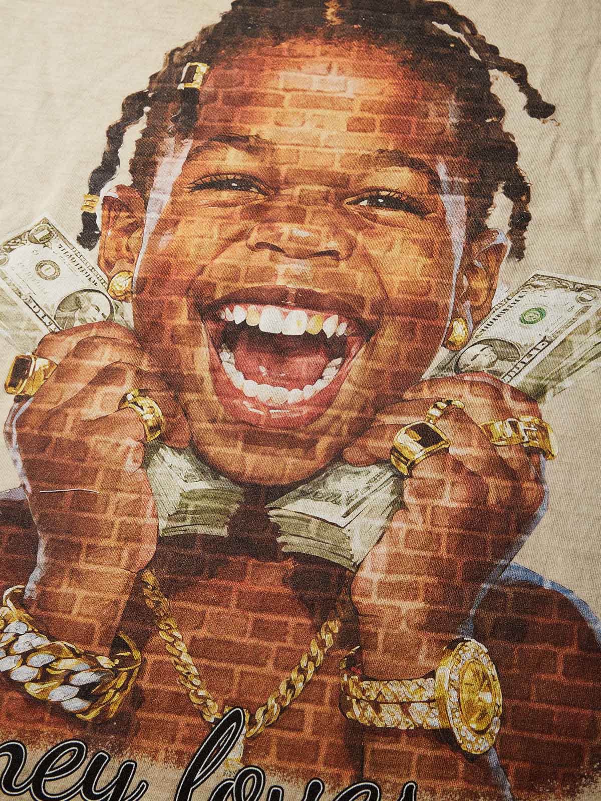 "Money Loves Me" Kids' Washed Print T-shirt - Image 4
