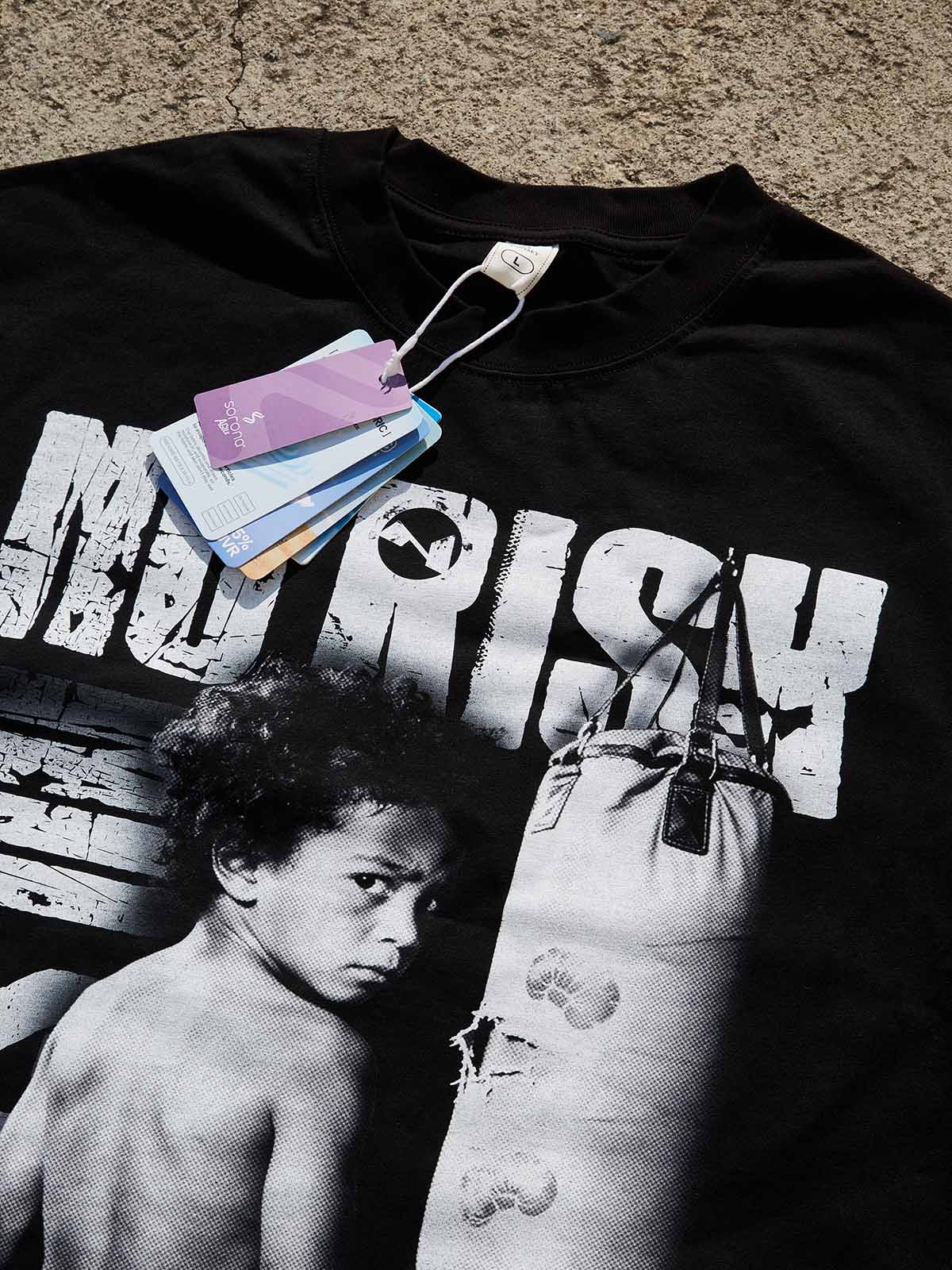 NO RISK NO STORY Heavyweight Cotton T-Shirt - Oversized Movie Poster Print - Image 5