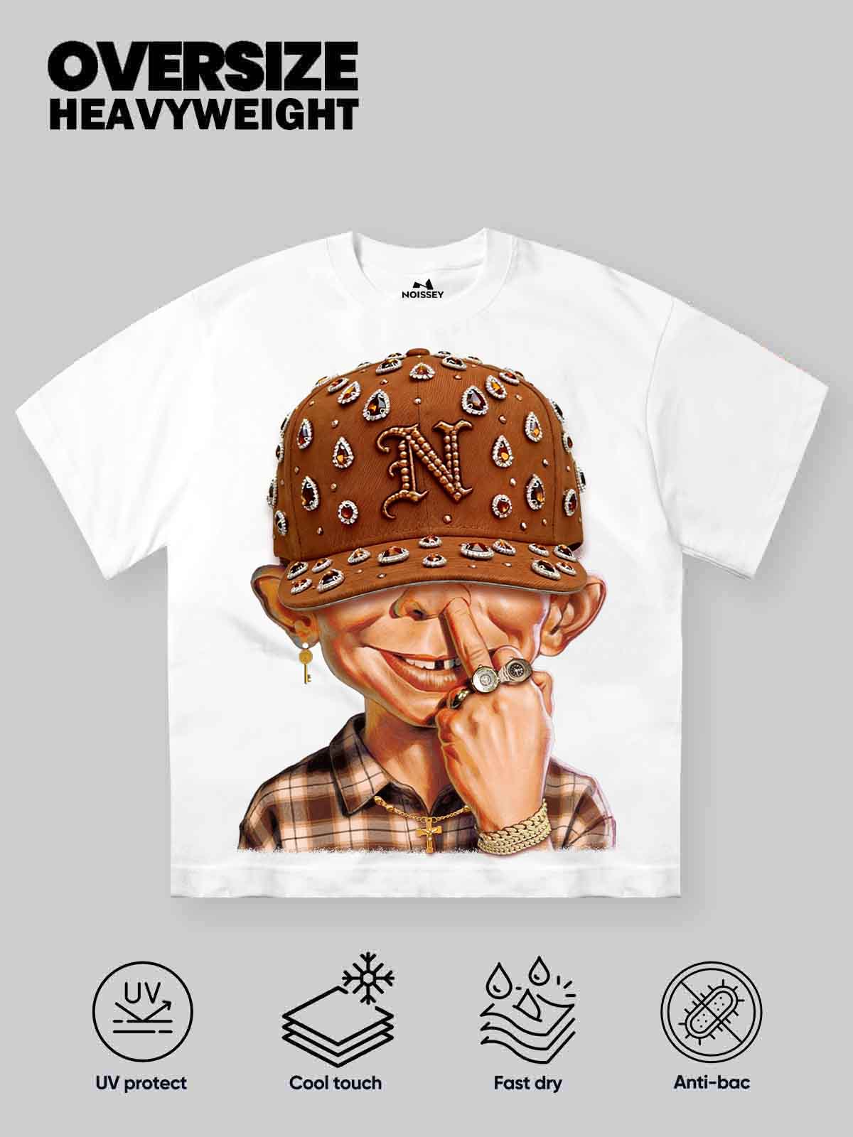 NOISSEY "Diamond Rebel" Graphic Tee - Vintage Brown Bad Boy Art Print T-Shirt - Image 3