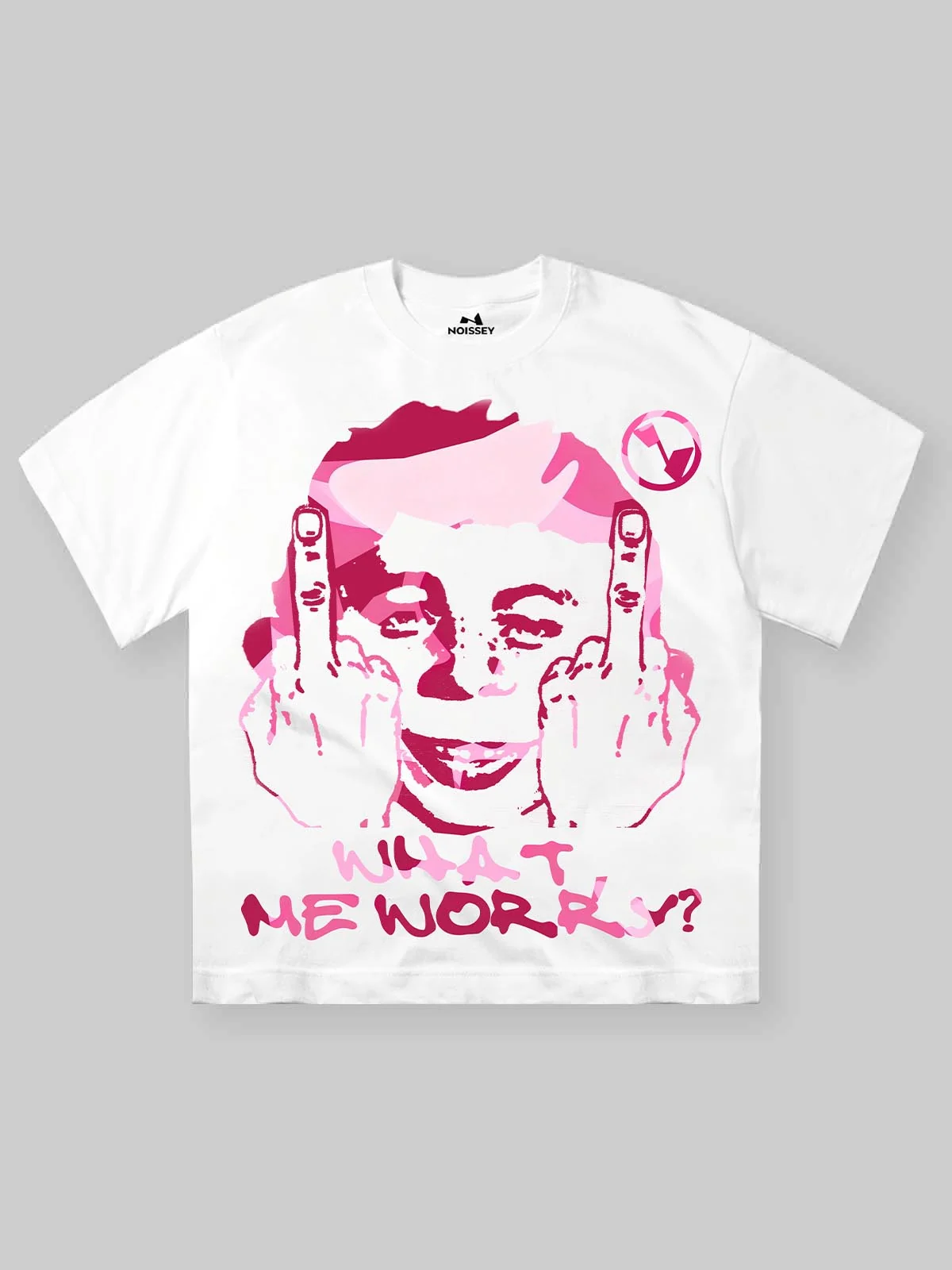NOISSEY "What Me Worry?" Pink Camo Pop Art T-Shirt - Bad Boy Rebellion Streetwear Tee
