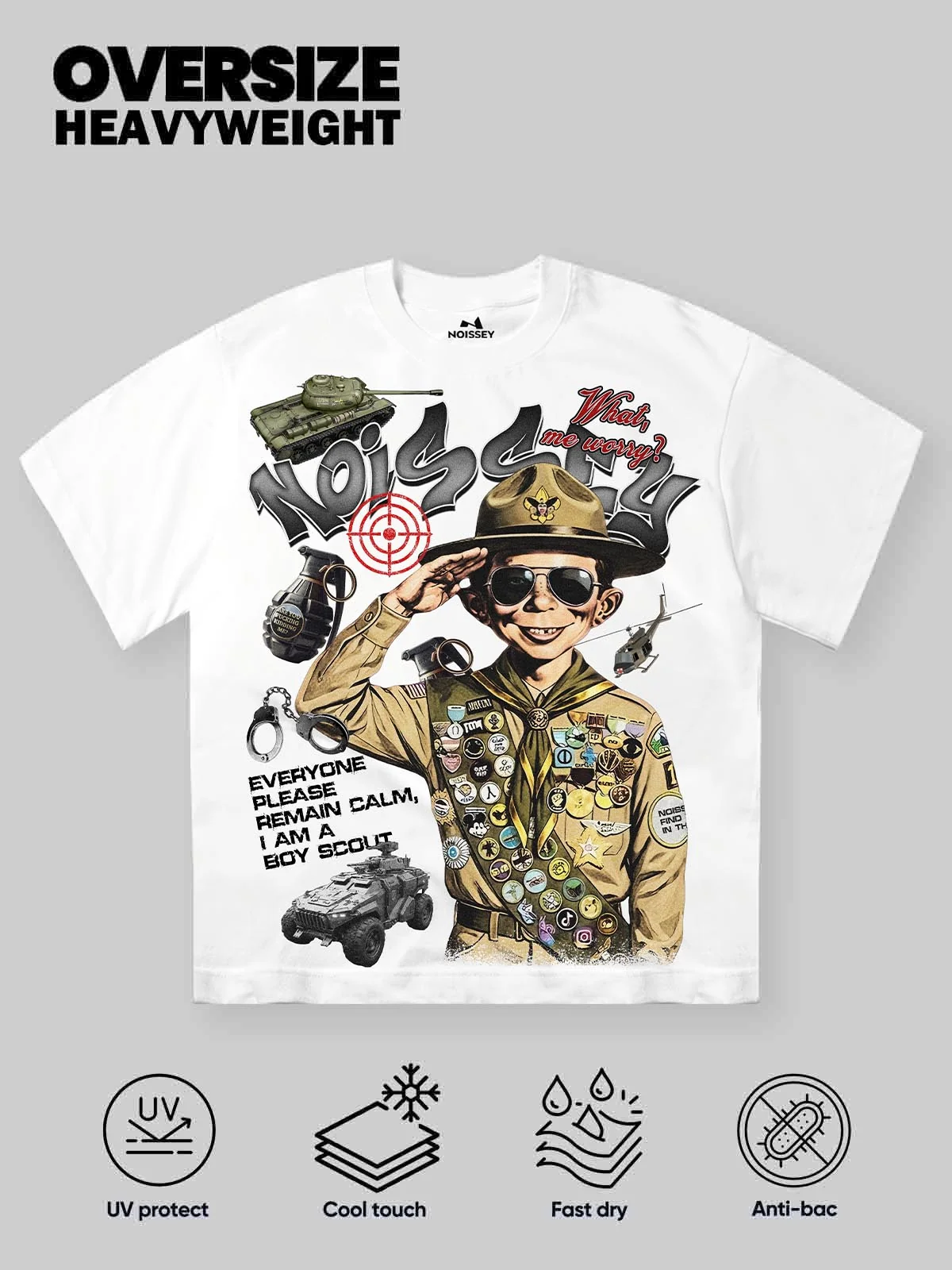 NOISSEY "Bad Boy Scout" Graffiti Art Print Oversized T-Shirt - Image 2