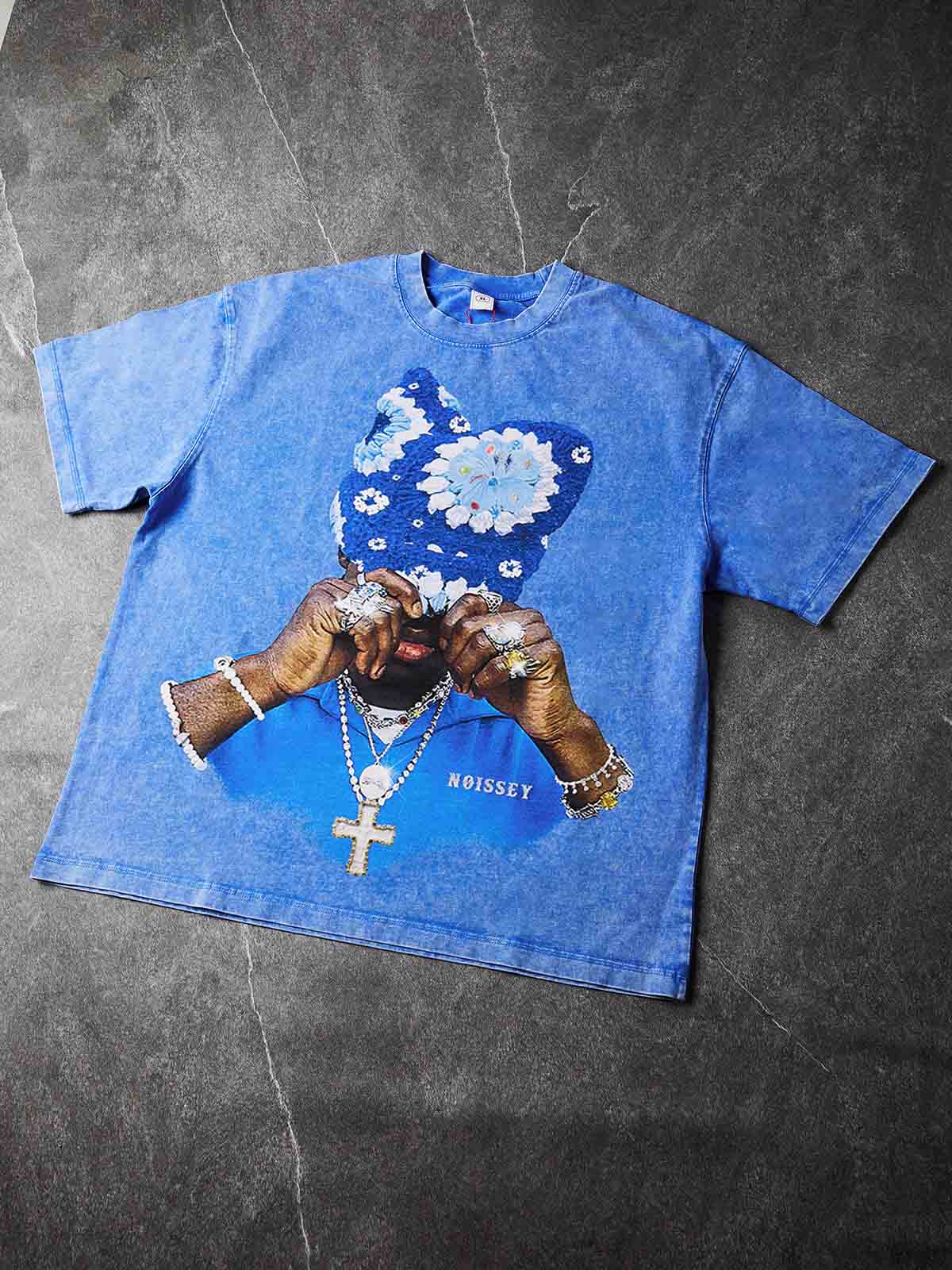 NOISSEY "Beanie Portrait" Blue Tee - Vintage Graphic T-Shirt - Image 5