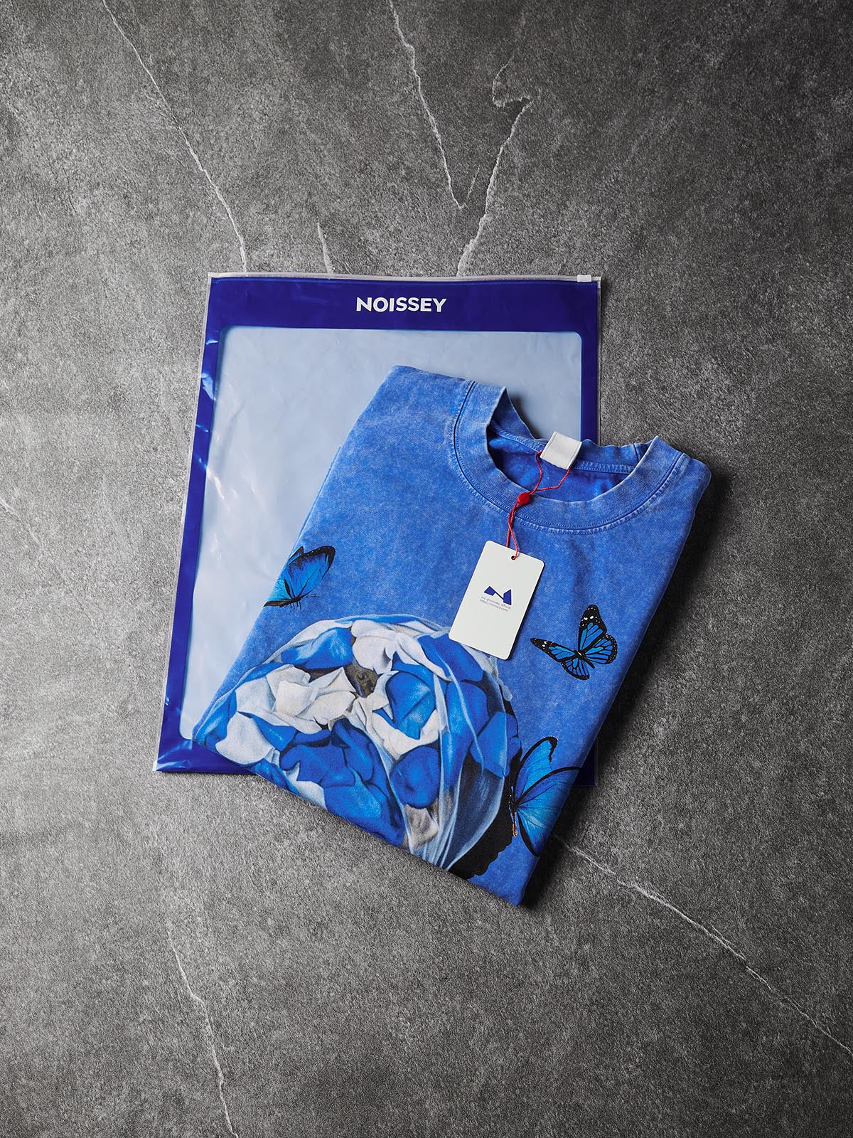 NOISSEY "Blue Butterfly" Blue Tee - Vintage Graphic T-Shirt - Image 8