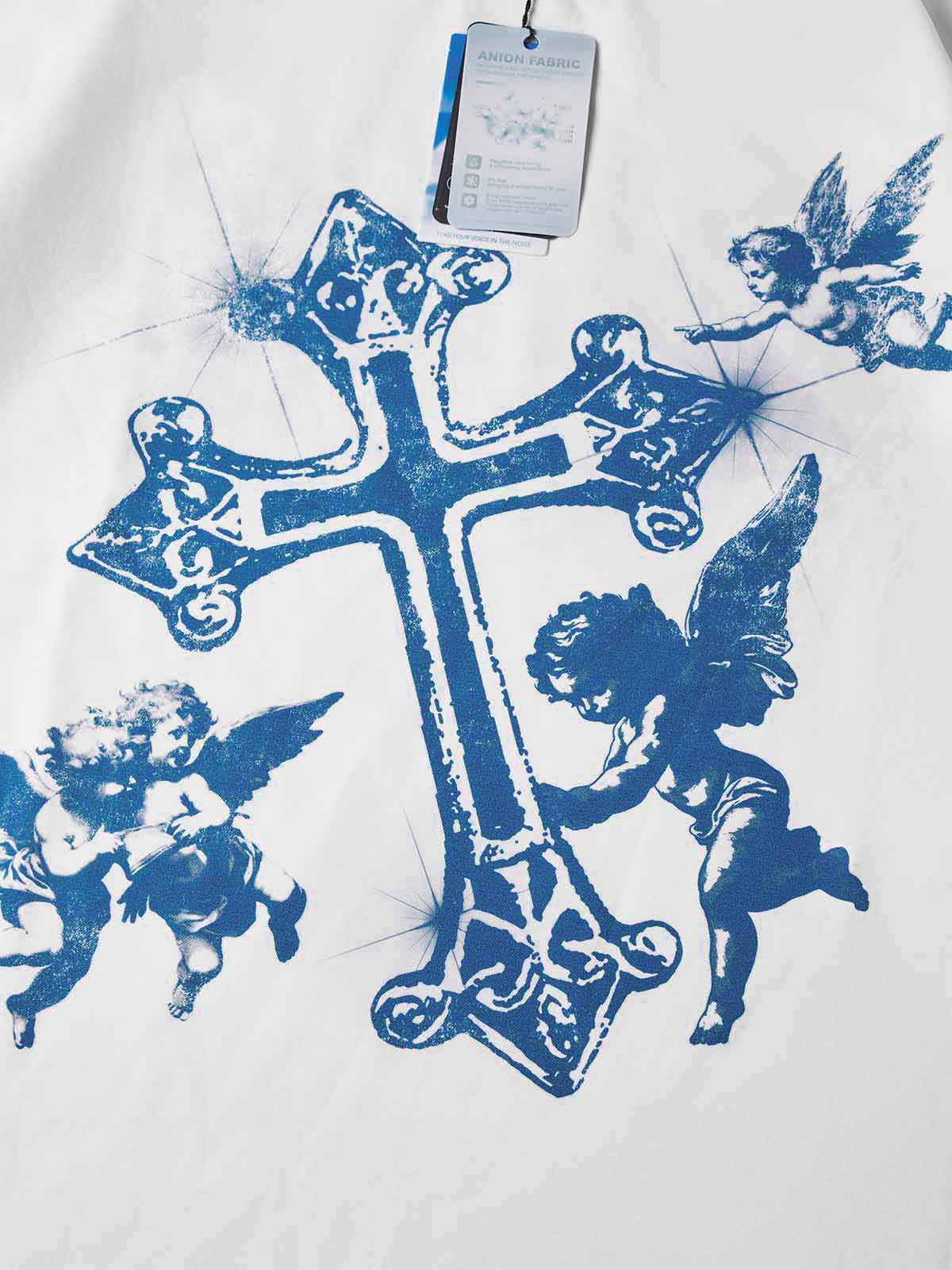 NOISSEY "Blue Cross Angels" Boxy Heavyweight Art Long Sleeve - Cloud White - Image 2