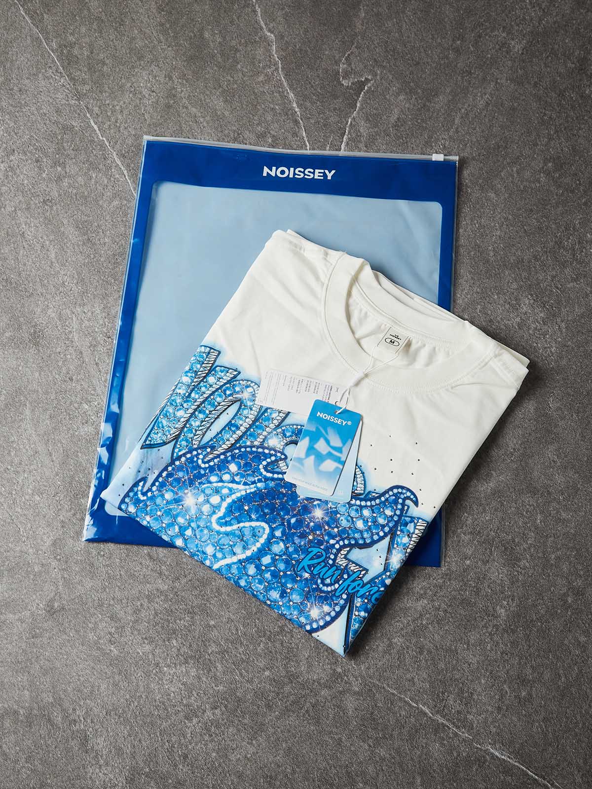 NOISSEY "Blue Ice Flame" Iced-Out Character Tank Top - Heavyweight White - Image 7