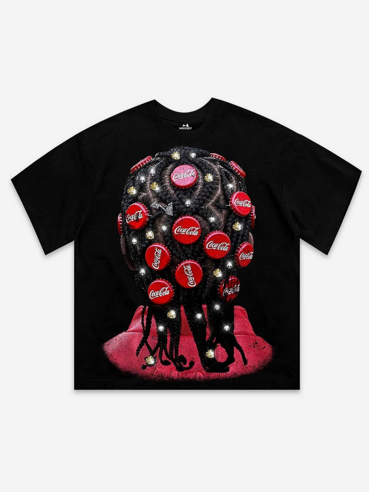 NOISSEY "BOTTLE CAP BRAIDS" POP ART - SHIMMERING OVERSIZED TEE