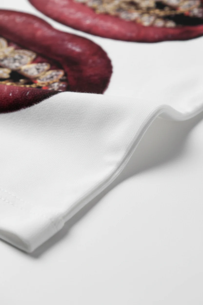 NOISSEY "Burgundy Lips" Golden Cross & Iced-Out Grillz Oversized Graphic Tee - Image 7