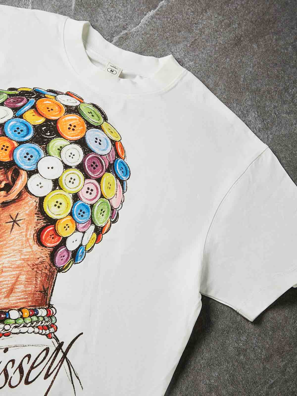 NOISSEY "Button Necklace" White Tee - DIY Combo T-Shirt - Image 7