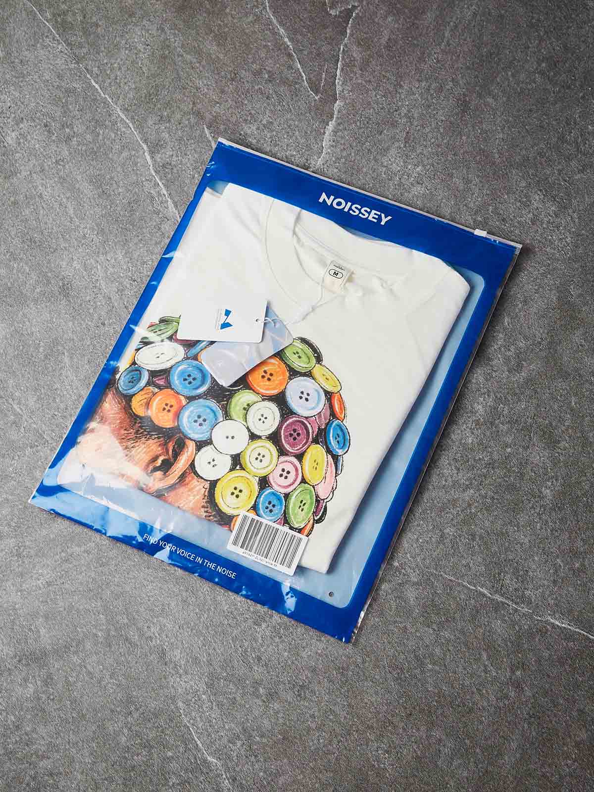NOISSEY "Button Necklace" White Tee - DIY Combo T-Shirt - Image 9