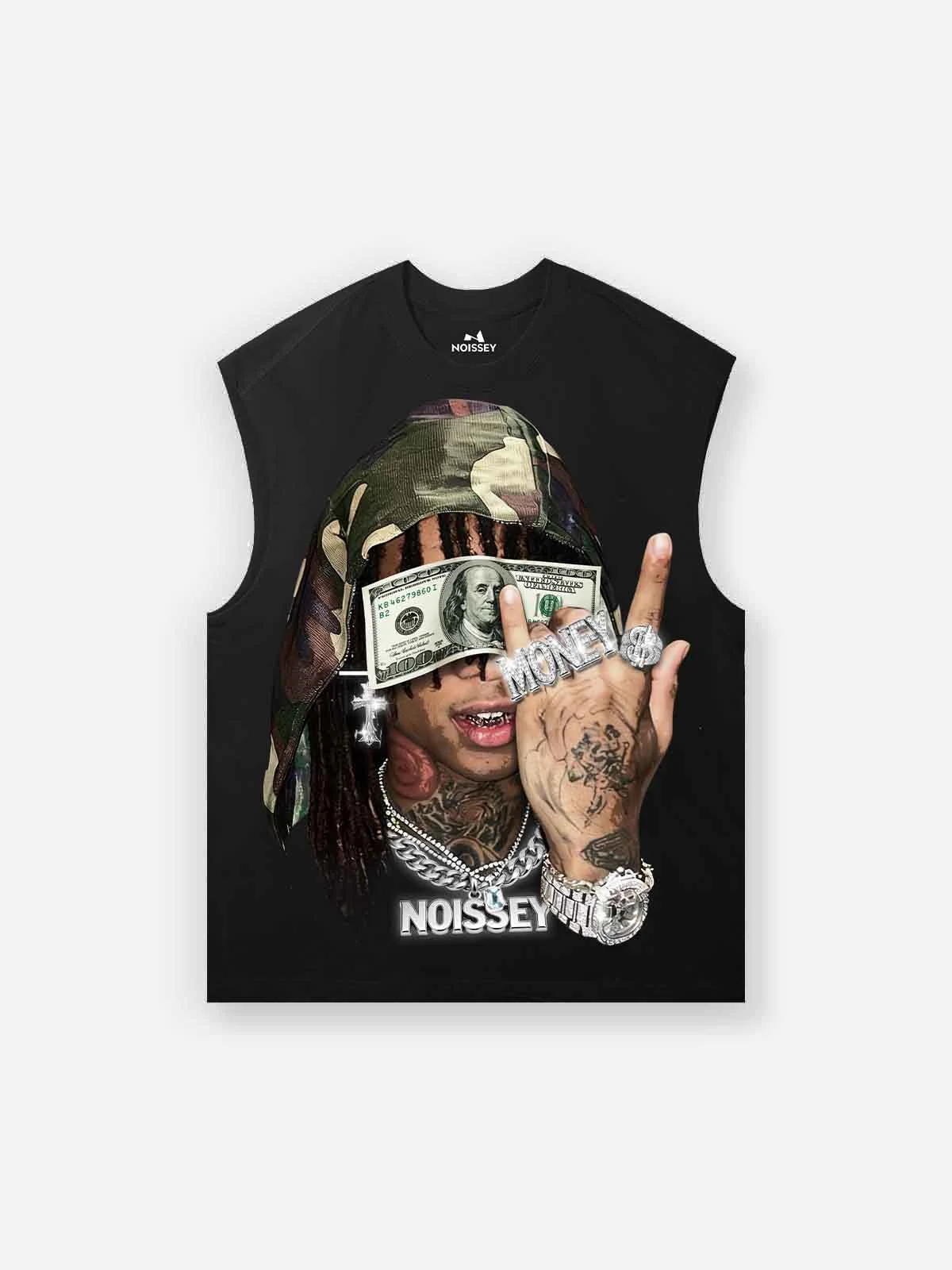 NOISSEY CAMO BANDANA MONEY VISION - ICED OUT FIGURE TANK TOP