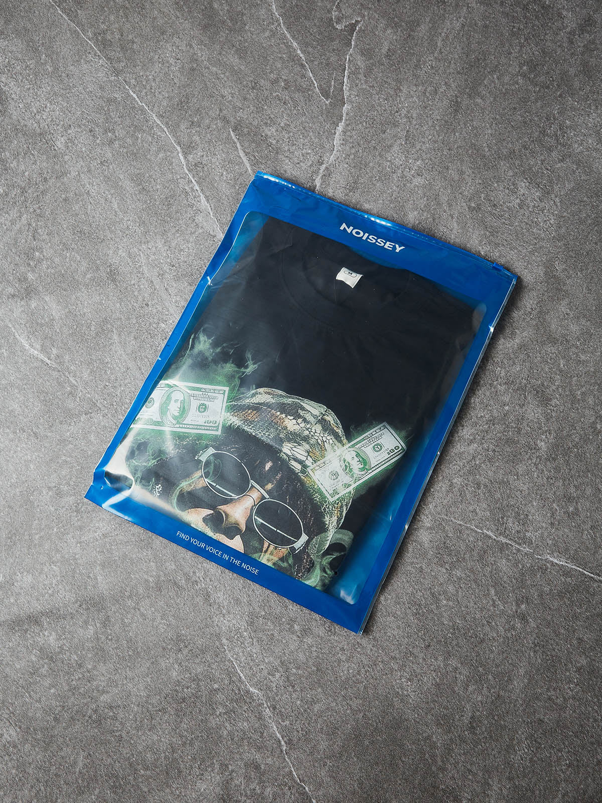 NOISSEY "Cash Smoke" Rapper Portrait & Money Mist Graphic Heavyweight T-Shirt - Image 9