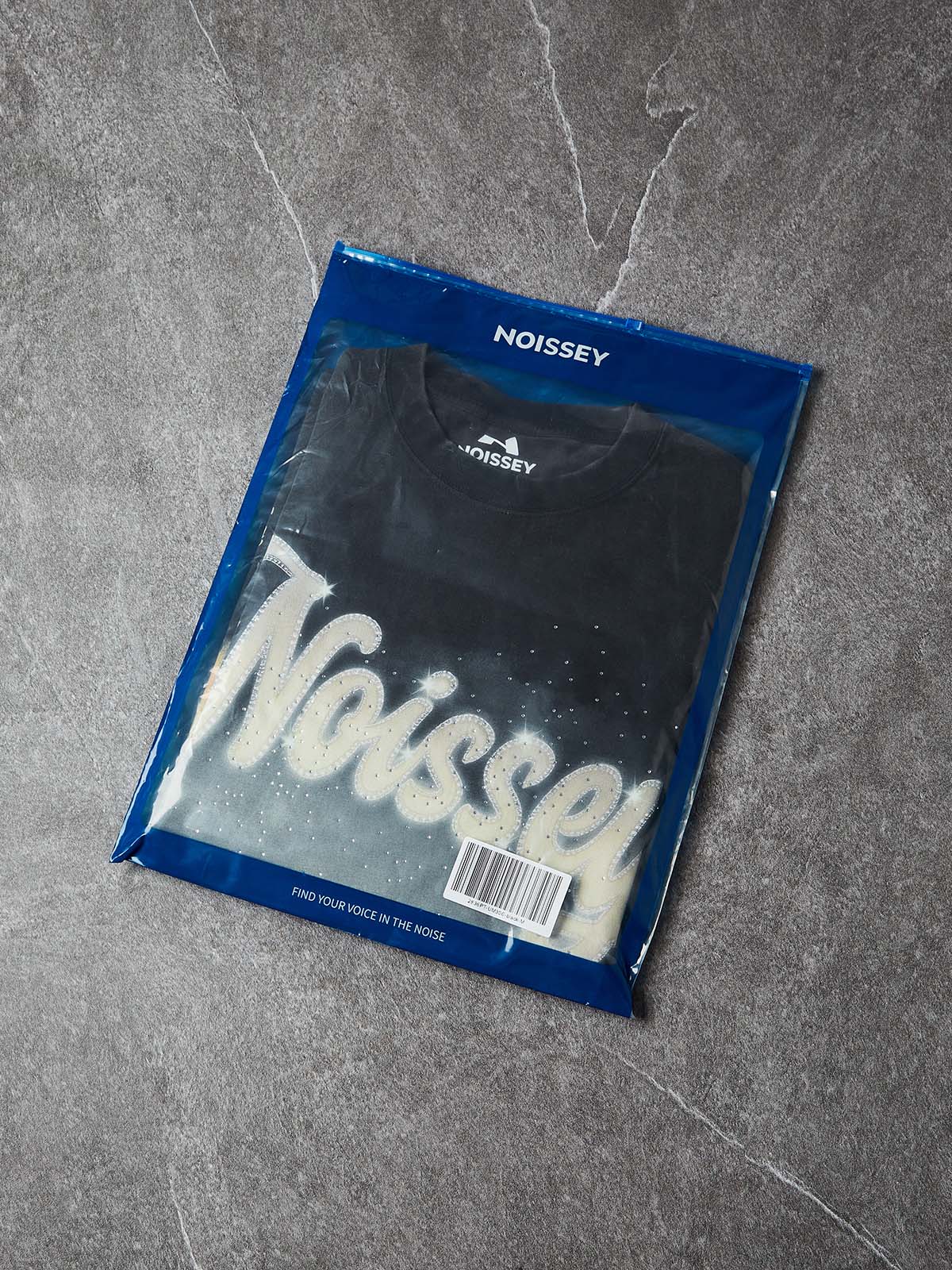 NOISSEY "City Lights" Boxy Vintage Wash Rhinestone Logo Tee - Washed Black - Image 8