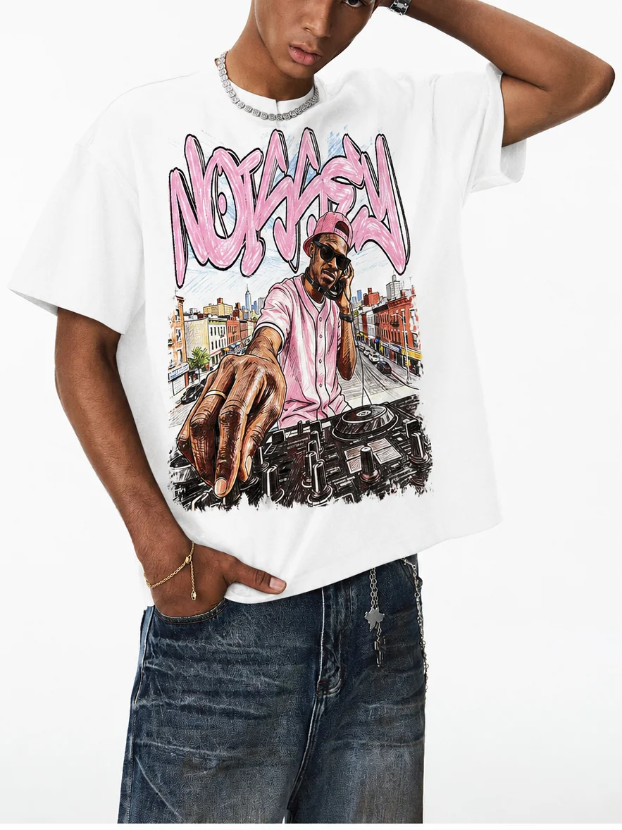 NOISSEY City Sound Boxy Heavyweight Graphic Tee - White - Image 3