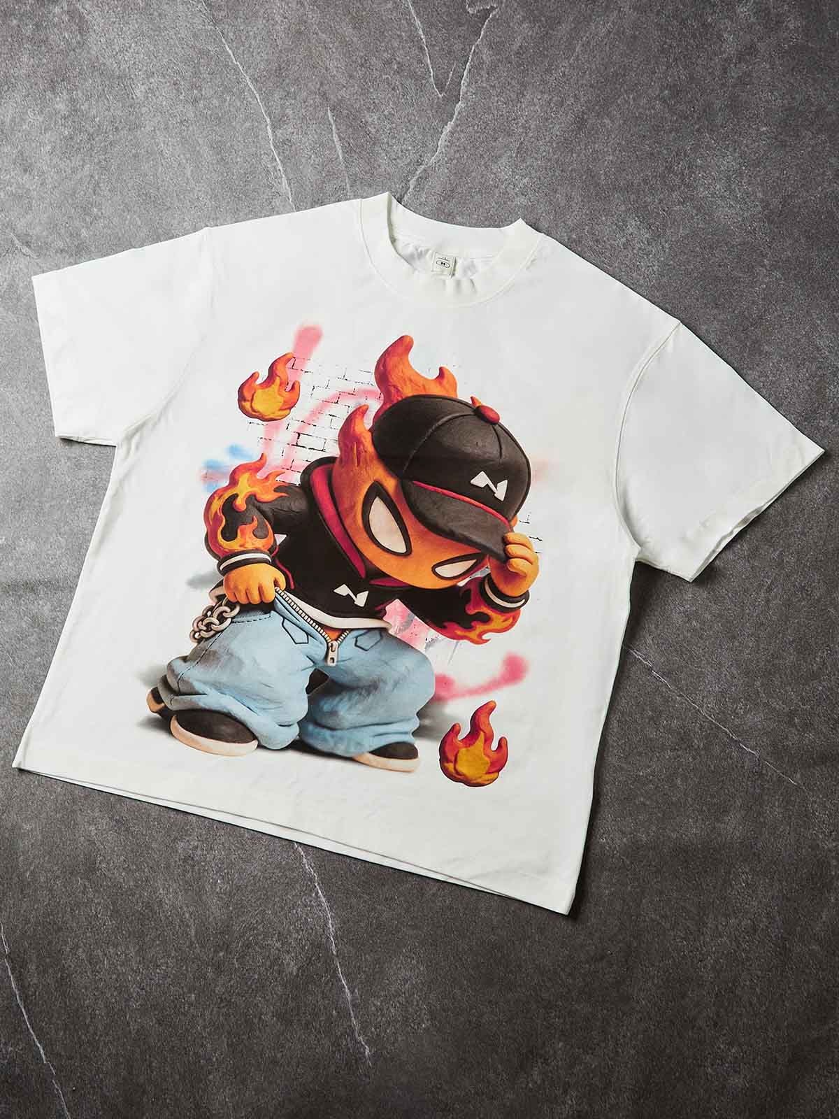 NOISSEY "Clay Graffiti Igniter" White Tee - Oversized Heavyweight Graphic T-Shirt - Image 3