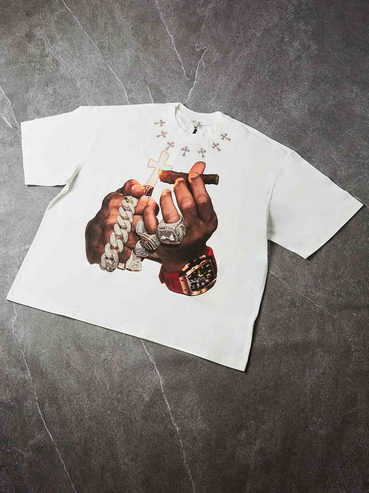 NOISSEY "Cuban Link Cigar" White Tee - Boxy Diamond T-Shirt - Image 7