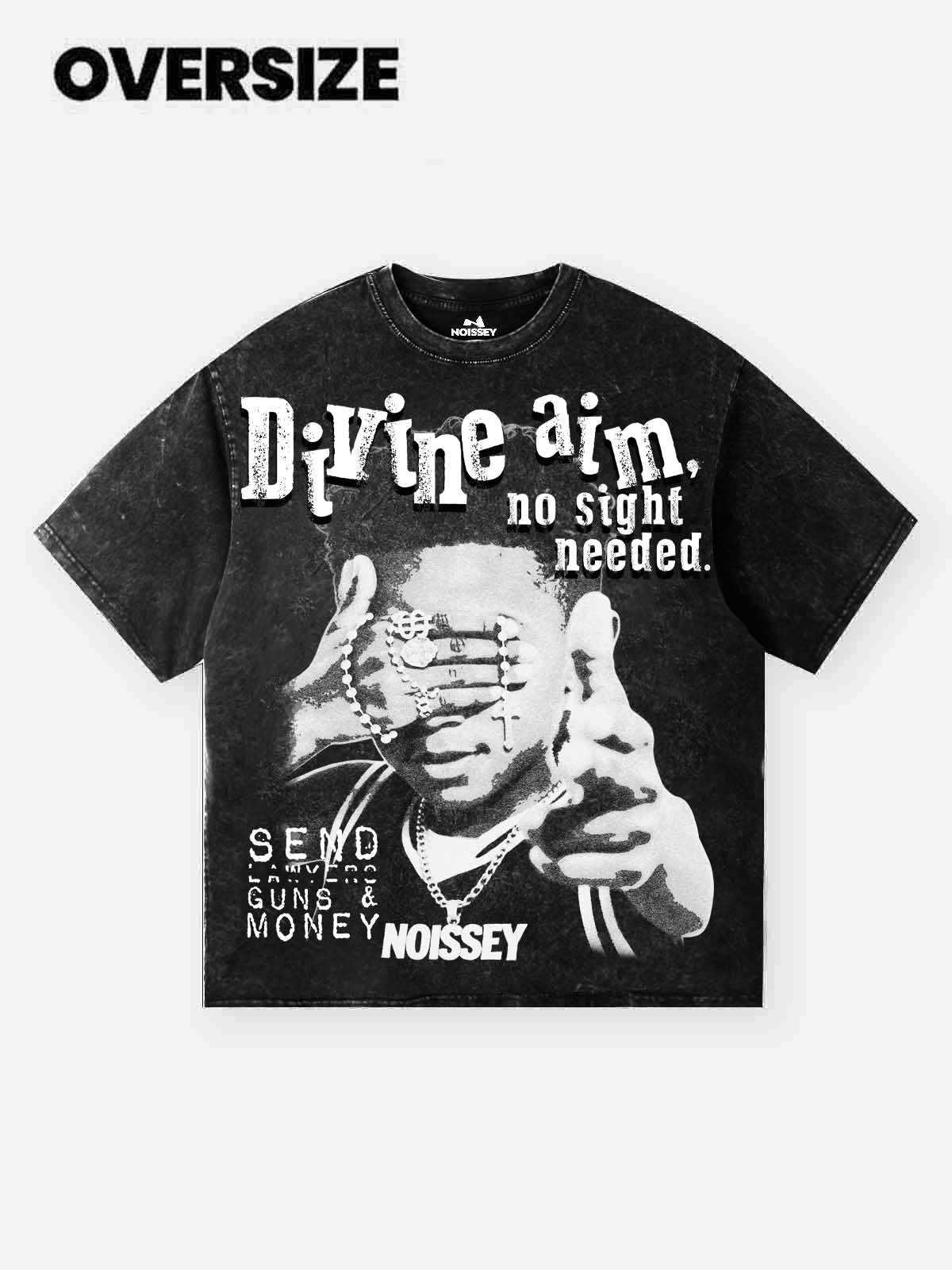 NOISSEY "Divine Aim" Washed Black Tee - Vintage Graphic - Image 8