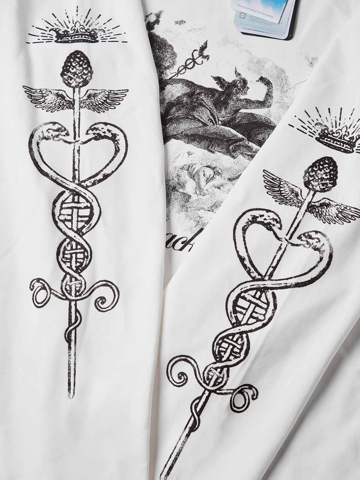 NOISSEY "Divine Herald" Greek Mythology Engraving Long-Sleeve Tee - Pure White - Image 3
