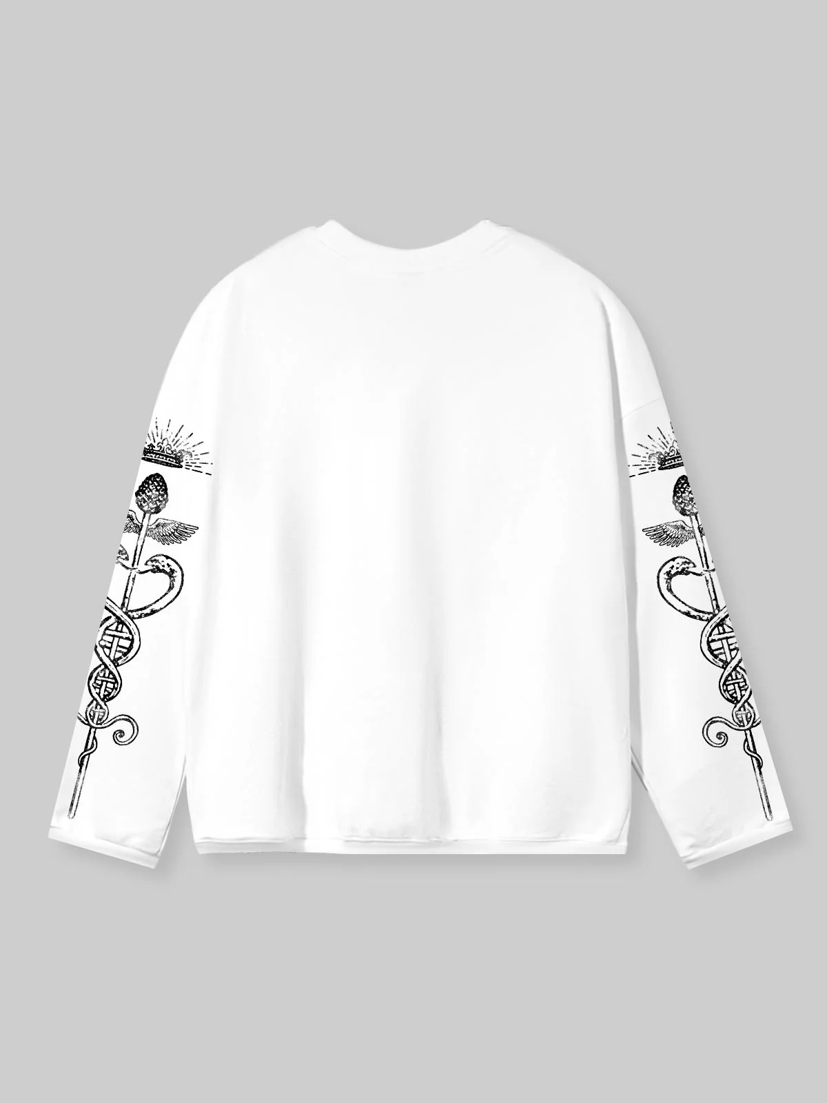 NOISSEY "Divine Herald" Greek Mythology Engraving Long-Sleeve Tee - Pure White - Image 7