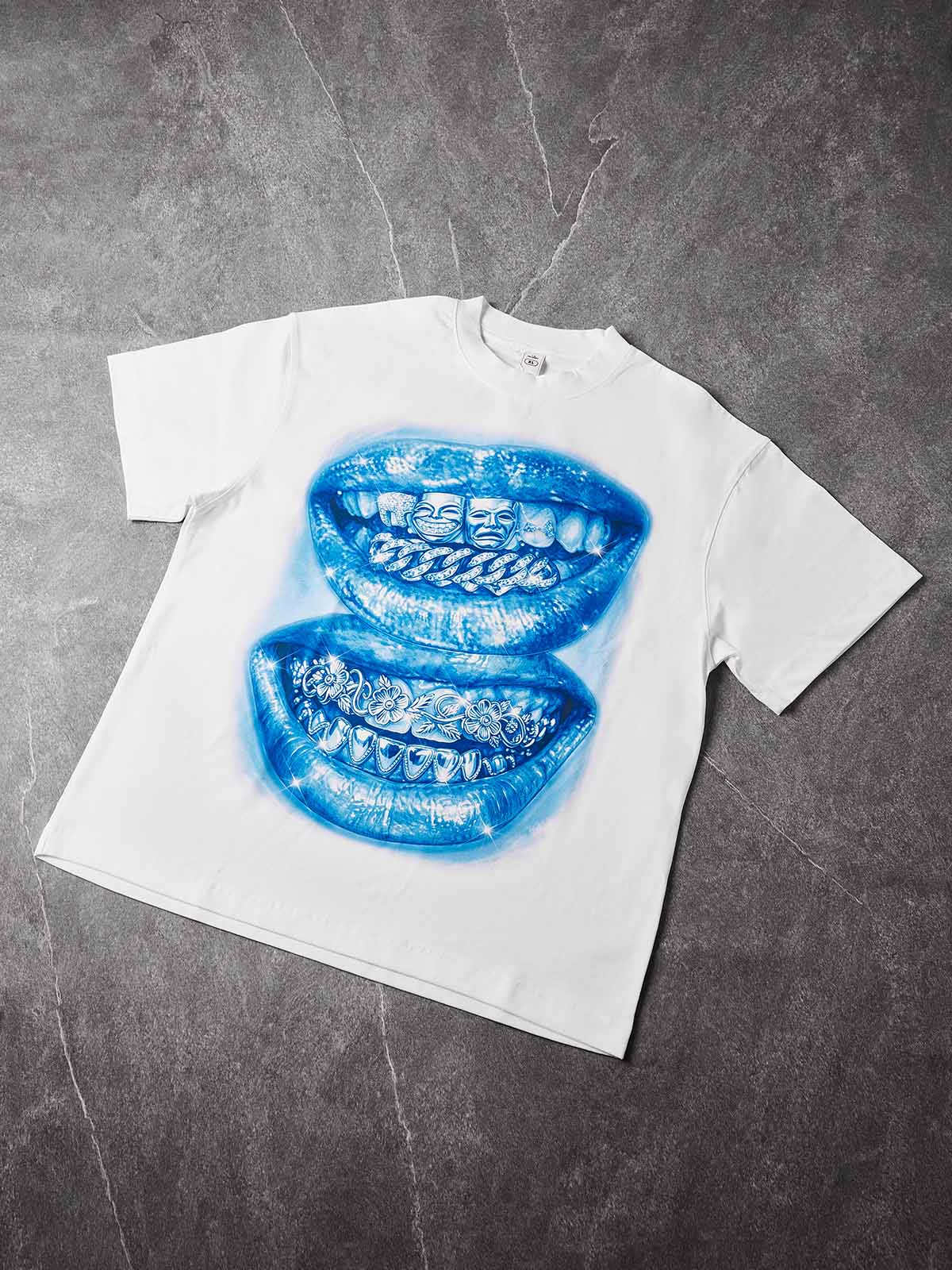 NOISSEY "Drama Grillz Lips" Heavy Graphic Little Oversize T-Shirt - Pure White - Image 7