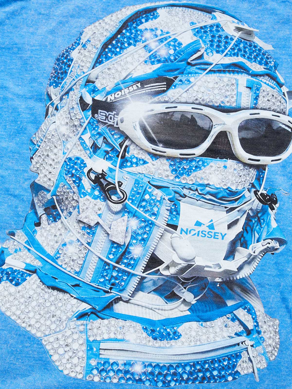 NOISSEY "Iced Out" Effect Balaclava Graphic Tee - Blue Wash - Image 2