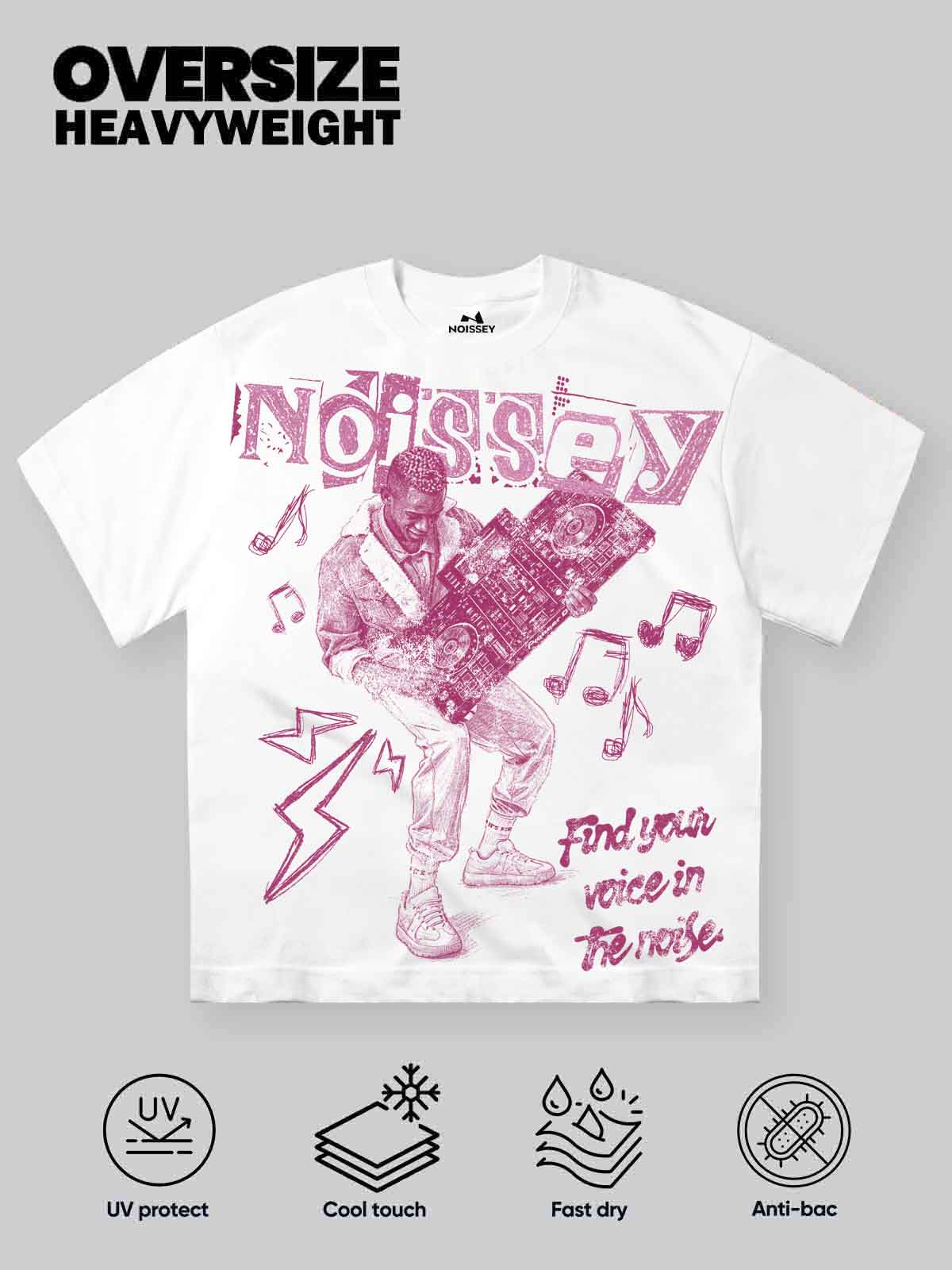 NOISSEY Find Your Voice Boxy Heavyweight Graphic Tee - White - Image 5