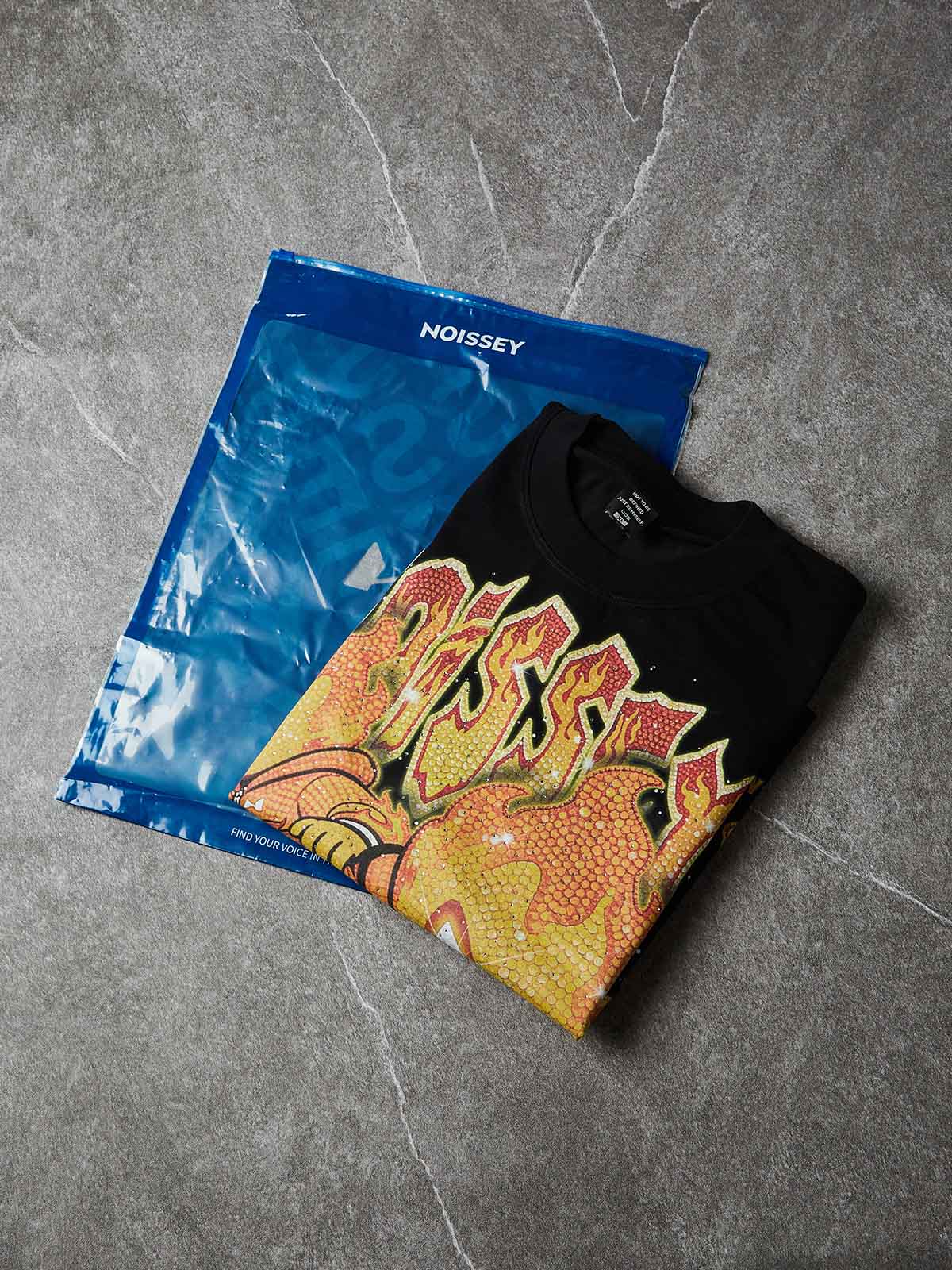 NOISSEY "FLAME TWINS" FULL-RHINESTONE OVERSIZED ART TEE - Image 6