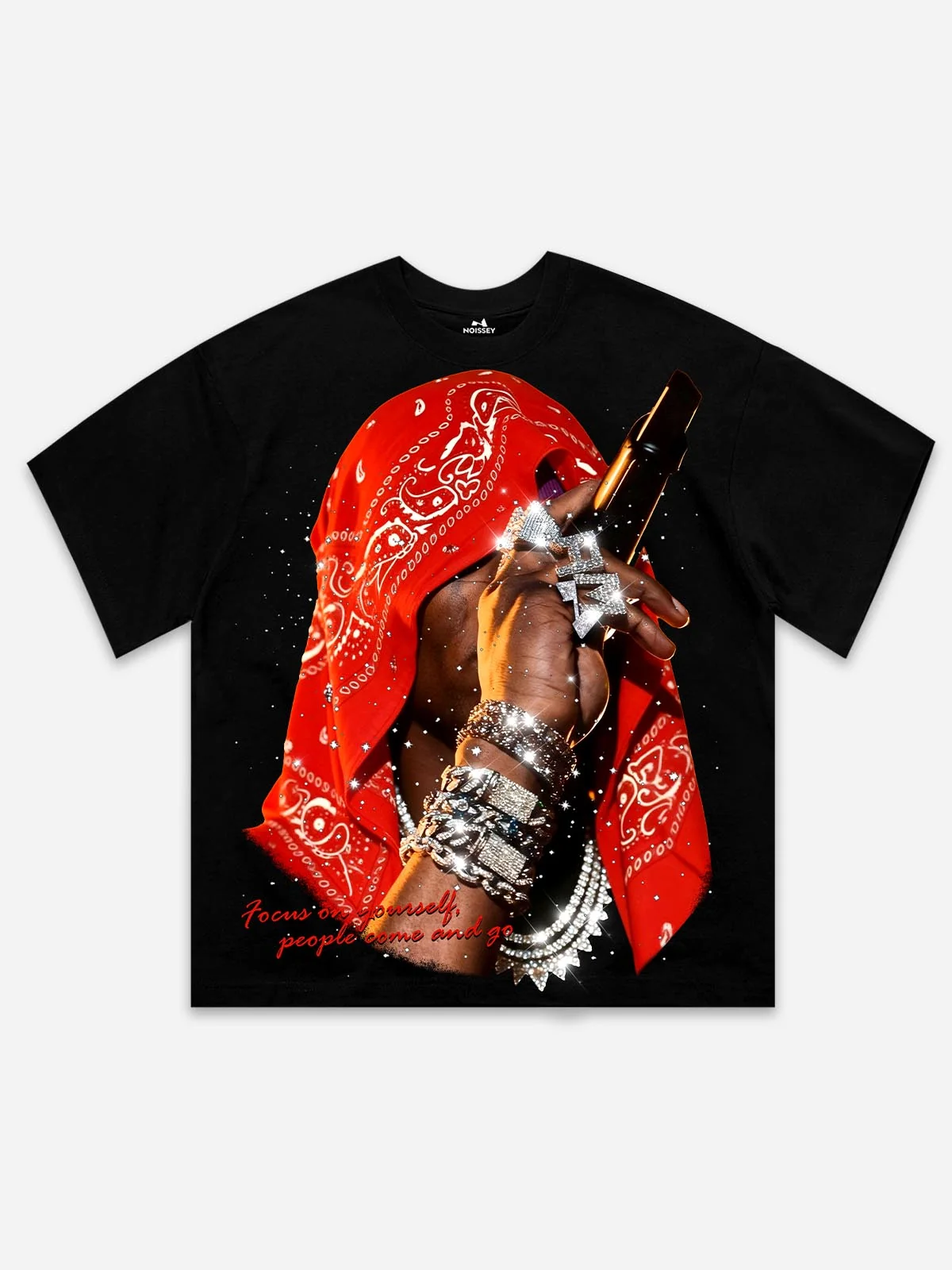 NOISSEY "FOCUS ON YOURSELF" RHINESTONE ART - SHIMMERING OVERSIZED TEE