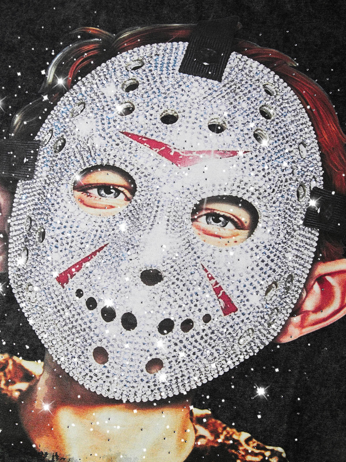 NOISSEY "Friday the 13th" Iced-Out Jason Graphic T-Shirt - Vintage Black - Image 2