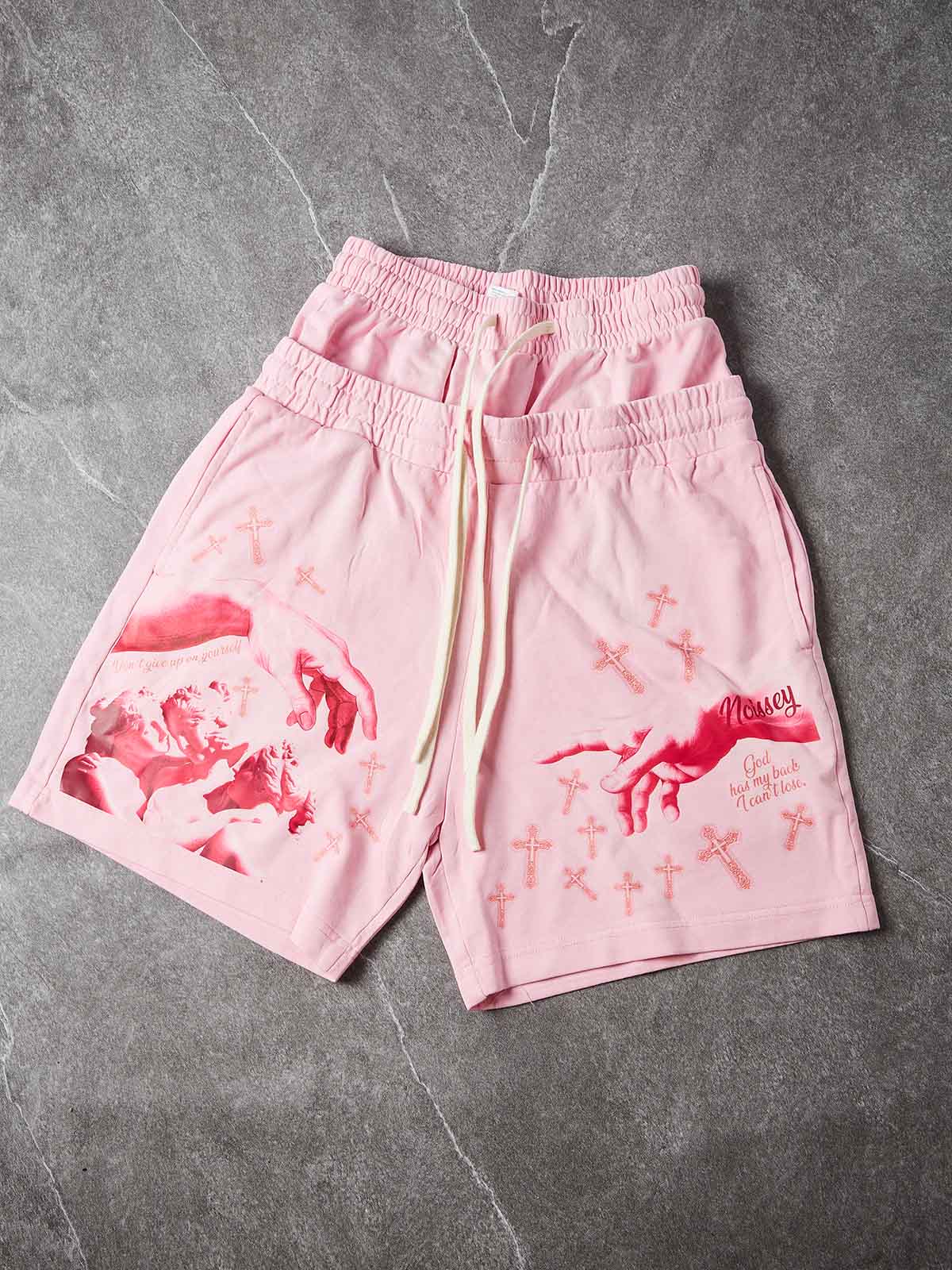 NOISSEY "GENESIS REBORN" VINTAGE DISTRESSED ART PRINT SWEAT SHORTS - Image 2