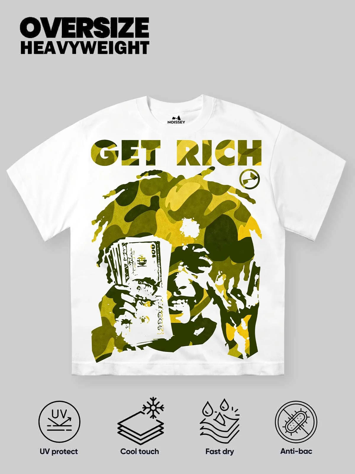 NOISSEY "Get Rich" Camo Silhouette Tee - Image 2