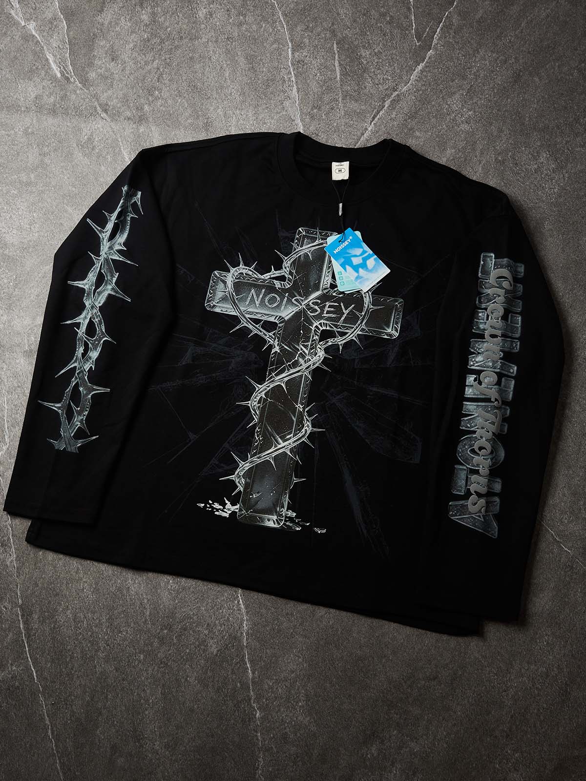 NOISSEY "Glass Cross" Heavyweight Long Sleeve - Cyber Gothic Black - Image 8