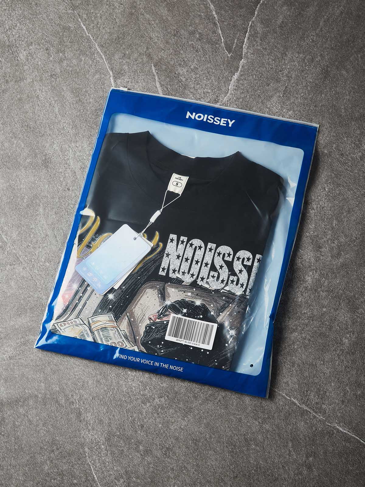 NOISSEY "Glory Dream" Private Jet Cash Skeleton Rhinestone Oversized Tee - Image 8