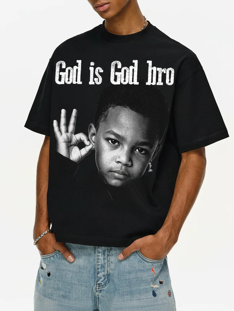 NOISSEY "God Is God Bro" Black Boxy Tee - Vintage Graphic - Image 3