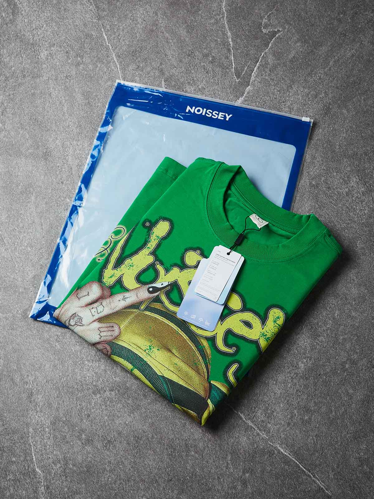 NOISSEY "God's Way" Masked Graphic Tee - Vibrant Street Green - Image 9